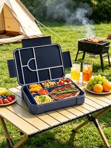 1pc Minimalist Solid Color Multi-Compartment Lunch Box With Lid, Fruit Salad Bento Box, Microwaveable Lunch Container, Reusable, Suitable For Outdoor Camping, Picnic, Office Workers, Back To School - Multicolor - View 12