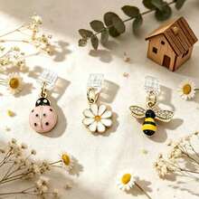 3pcs Daisy Bee Pink Ladybug Shaped Phone Dust Plugs - Alloy Material, As Dust Barrier And Phone Decoration - Flower & Insect Shaped Accessories, Suitable For Your Devices - Multicolor - View 7