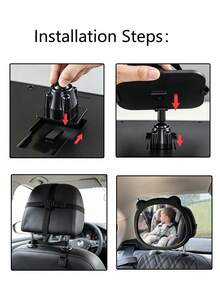 1pc Car Rear Facing Baby Mirror, Backseat Rearview Mirror For Child Observation - Black - View 7