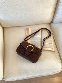 Women's Flap Small Handbag, Fashion Belt Buckle Decor Square Bag, Shoulder Crossbody Bag,Bags For Woman,Brown Bag - Coffee Brown - View 4