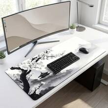 1pc Large Gaming Mouse Pad, Black And White Ink Wash Landscape Architecture Design, Traditional Chinese Style, Non-Slip Washable Rubber Base, Large Office Desk Accessory, Durable Stain-Resistant Gaming Mouse Pad, Fashionable Desktop Decor, Learning Supplies, Perfect Gift For Gamers - Multicolor - View 12