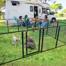 Kfvigoho Dog Playpen Outdoor Extra Wide 12 Panels Heavy Duty Dog Fence 40" Anti-Rust Coating-Strengthened Dog Fence With Doors Portable For RV Camping Yard, Total 32FT, 79 Sq.Ft, Snowy Black - Black - View 3