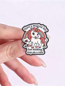 Set Pin Enamel Meme Unicorn Sarkastik Pelangi Manis Keren Kontras Kartun Lencana Kerah untuk Dekorasi Ransel Jaket - MultiWarna - View 7