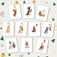 10pcs Cute Christmas Puppy Sticker Set, Self-Adhesive Holiday Dog Illustration Labels With Winter Festive Elements, For Gift Wrapping, Journals, Laptops, Crafts & Seasonal Decor - 10Pcs - View 12