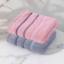 sanrou 2pcs-Toalha Ultra Soft Towel - Super Absorbent Lightweight Multi-Color Options, Essential For Home Bathroom, With Reinforced Edge Striped Design, Pink & Blue Modern Style | Towel Series, Perfect Gift - Multicolor - View 9