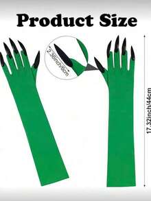 Halloween Witch Costume Set - Black Wizard Hat, Green Sharp Claws, Long Gloves. For Cosplay At Party, Stage Performance, Funny Accessories And Props. - Multicolor - View 8
