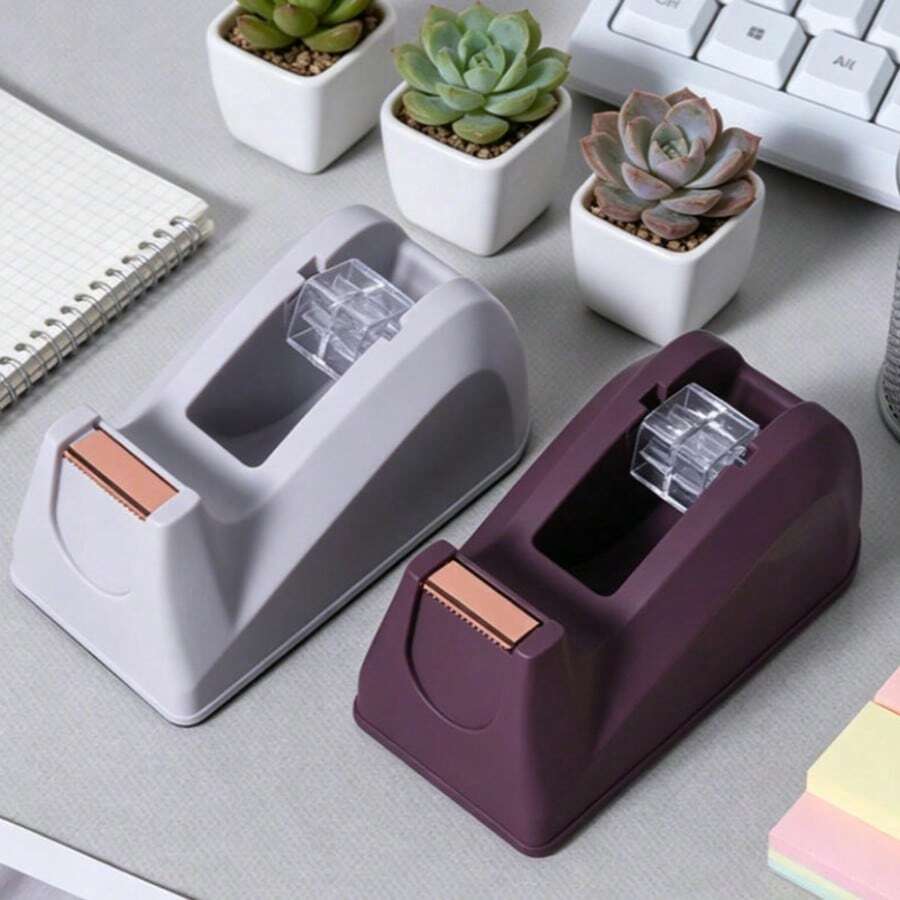 1 buah Dispenser Selotip Meja + 6 buah Selotip, Tekstur Mirip Kulit, Dengan Alas Anti Selip yang Berat, Cocok Untuk Kantor, Kerajinan Tangan, Proyek Seni, Scrapbooking di Rumah, Sekolah, Pembungkus Kado, dan Pengiriman Paket - Set - View 1