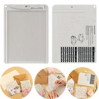 6.4"X 8.5" Mini Scoreboard, Multi-Function Creasing Board With Bone Folder And Guide Bar, Suitable For Card Making, Paper Craft Projects, Multi-Function Creasing Board And Creasing Folding Tool