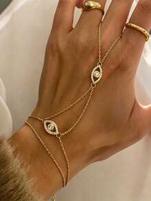 outingfit 1pc Elegant Luxury Evil Eye Bracelet For Women With Rhinestone Pendant, Summer Vacation Jewelry - Evil Eye - View 5