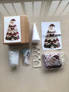 1pc Christmas Tree Fabric Patchwork DIY Kit, Layered Patchwork Desktop Holiday Tree Making Tool Set, Rustic Style Christmas Tabletop Decor, Handmade Material Creative Christmas Gift - Christmas Tree - View 14