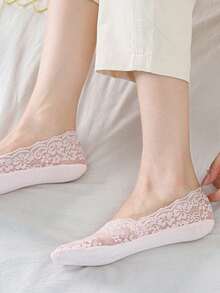 chuanwa（2） 1/5/10 Double Spring/Summer Women's Lightweight, Durable, Fashionable, Anti Slip, Solid Color Cherry Blossom Pattern Short Socks - Multicolor - View 7