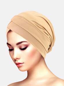3pcs Women's Double Crossed Stretchy Beanie Hats, Base Layer Hat Scarf Headgear, Suitable For Daily Use Sleep Bonnet,Holiday,Festival - Multicolor - View 18
