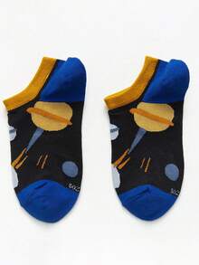 1/6 Pairs Animal Doodle Element Boat Socks, Soft And Comfortable, Unisex, All-Season Wear, Cute Contrast Color Non-Slip Ankle Socks - Multicolor - View 3