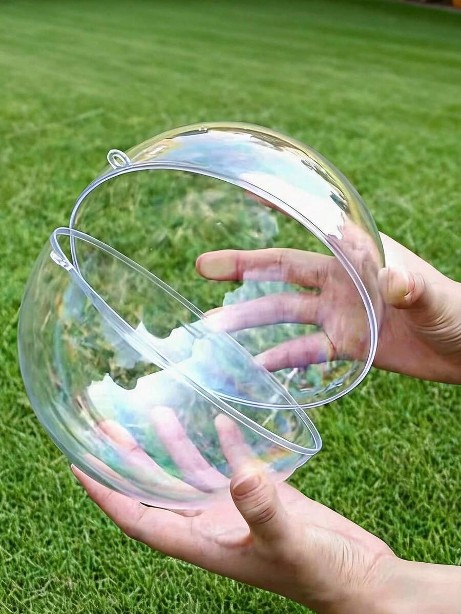 3pcs Clear Acrylic Decorative Balls, Reusable Handmade Balls For Christmas Tree New Year Holiday Decoration, Transparent Fillable Christmas Tree Ornaments, Wedding Party, DIY Decoration, Create Festive Home And Party Atmosphere - Transparent - View 1