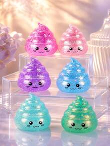 Random Color Funny Poop Shaped Squeeze Toy, Colorful Glitter Poop Slow Rebound Stress Ball, Decompression Finger Sensory Toy, Simulated Poop Release Toy, Prank Toy, Gift Bag Filler, Desktop Decoration, Birthday Gift, Party Favor - Cute Poop - View 7