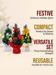 1pc Mini Desktop Christmas Tree, Artificial Small Pine Christmas Tree, Suitable For Christmas Decoration, Desktop Decor, Home Decor And Room Decor. Christmas Desktop Bedroom Home Indoor Decoration, Home Office Desk, Holiday Party Table Centerpiece - Multicolor - View 8