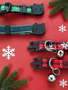 Christmas Adjustable Cat & Dog Collar With Bell Pendant, Anti-Slip Buckle Design, Exquisite & Cute Pet Christmas Gift, Suitable For Cats And Small Dogs - Multicolor - View 4