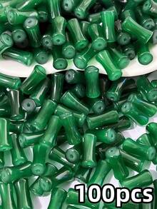 100pcs 6x12mm Bamboo Joint Shaped Glass Loose Beads - DIY Handmade Hair Sticks, Bracelets, Necklaces Accessories, Vintage Jewelry Craft Materials - Multicolor - View 17