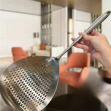 2/1pc Stainless Steel Strainer, Colander, Pasta Drainer, Fried Food Strainer, Filter Spoon, Stainless Steel Mesh, Food Strainer, Metal Mesh, Frying & Baking Strainer - Silver - View 4
