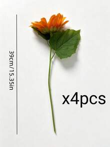8/4/1pc Orange Artificial Sunflower, Simulated Orange Velvet Sunflower, Autumn Warm Tone Bouquet, Perfect For Home, Wedding, Party, Centerpiece, Bridal Bouquet, Thanksgiving, Table Arrangement, Wreath And Spring/Summer Holiday Handmade Crafts Decor - Multicolor - View 12
