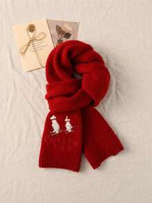 Women's Soft Knitted Scarf, Embroidered Pattern Warm Winter Neck Warmer, Comfortable Style, Suitable For Snow Sports And Daily Wear - Scarf - View 11