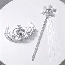 2pcs Multi-Color Optional, Heart Crown Magic Wand Set, Princess Style Cos Party Costume Accessories, Christmas Decoration,Halloween - White - View 5