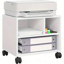 Tavolo per stampante su ruote 1 pz, Supporto mobile per stampante, Supporto per stampante, Carrello per stampante su ruote, Cassettiera da ufficio su ruote, Carrello portadocumenti con 3 scomparti per uffici ecc., 40x35x30cm - Colore Della Venatura Del Legno Retrò - Visualizzare 8