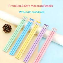 Mixed Color 10pcs/20pcs HB Pencils, Macaron Colorful Triangular Barrel Glossy Linden Wood With Eraser, For Learning Writing And Exam Practice - Assorted Colors, 10pcs - View 2