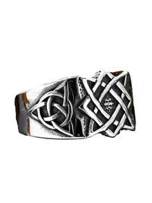 1pc Men's Ring, Antique Silver Stainless Steel, Waterproof Anti-Fading Hypoallergenic Geometric Pattern Vintage Versatile Ring, Suitable For Daily Wear, Party, Gathering, Size 7-12 - Antique Silver - View 2