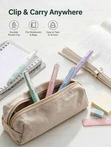 1/5pcs Rainbow Mousse Macaron Color Retractable Gel Pens, Quick-Dry Black Ink, Soft Rubber Non-Slip Grip Ballpoint Pens, Smooth Writing Pens For Students' Exam Practice And Note-Taking, Back To School Gift For Friends - Sets - View 5