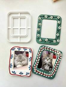 3pcs Polymer Clay Frame Mold DIY Photo Frame Clay Molds, Suitable For Handmade Crafts, Scrapbooking, Mini Photo Frames, Home Decor, Jewelry Making Tools - White - View 4