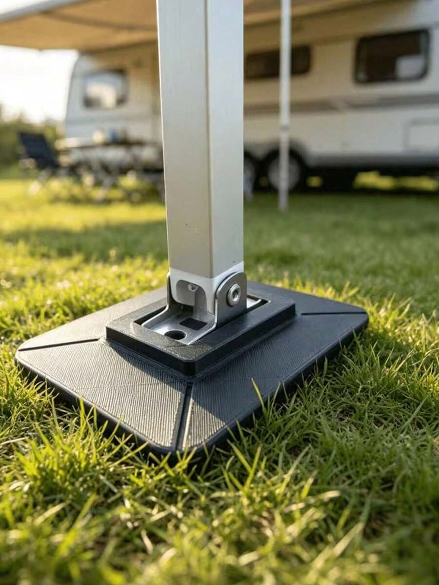 Half Set RV Awning Support Pads, Stable Base For Soft Ground, Gravel, Grass And Sand, Anti-Sink Pads, RV And Camping Vehicle Accessories, Surprise Gift For RV Travel Enthusiasts - Black - View 1