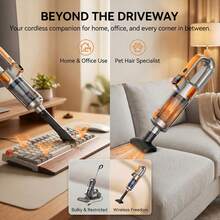 Wireless Car Vacuum Cleaner With LED Light, Powerful Suction 2-In-1 Handheld Vacuum, Portable Rechargeable Handheld Vacuum, Suitable For Car, Home, Office, Pet Hair And Dust, 11.1V 2000mAh - Multicolor - View 4