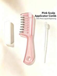 Pink Ball-Tip Scalp Oil Applicator Comb, Scalp Oil Dispensing Hair Brush, For Home, Travel, Salon And Daily Use. Essential Oil Hair Care Comb. Comb + Dropper (Randomly Delivered In One Style) - Multicolor - View 4