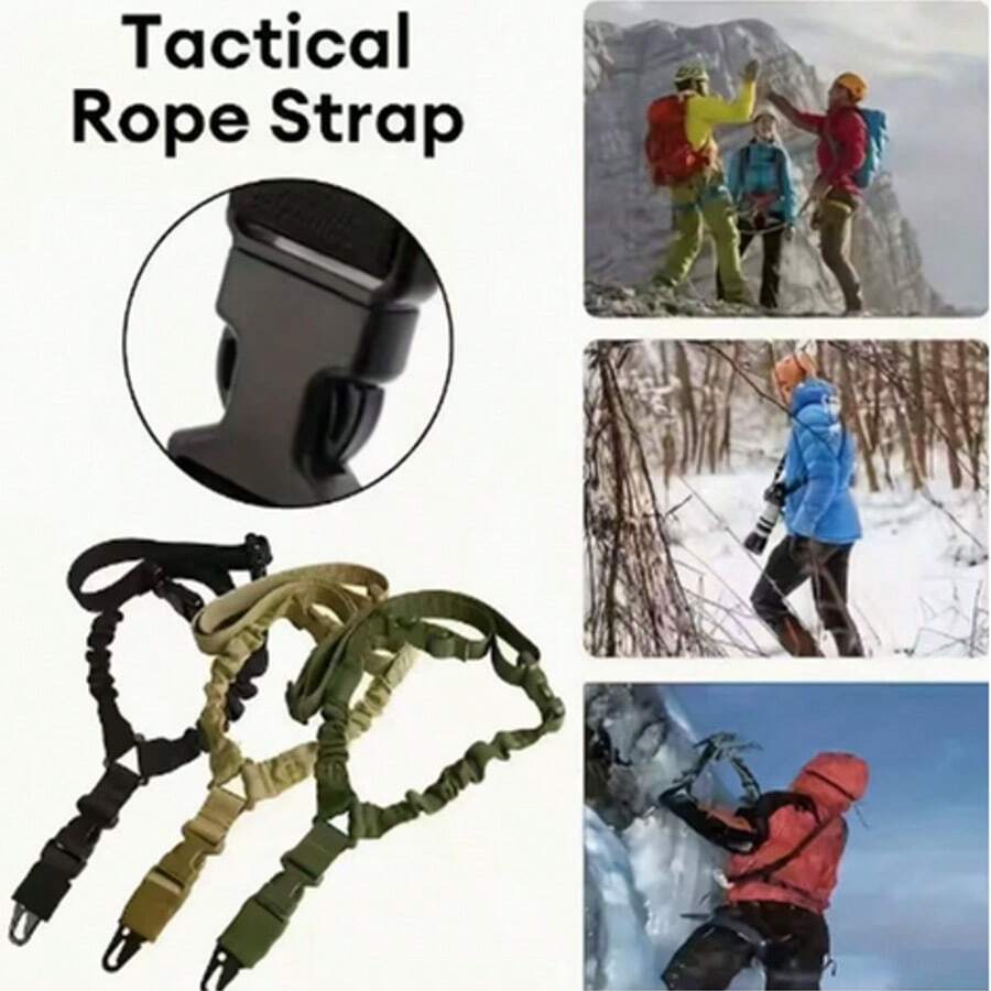 New American Tactical Single Point Sling, Premium Elastic Training Strap With Buckle, Nylon Crossbody Lanyard - Black - View 1