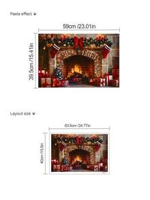 mama look 1pc/2pcs, Multi-Style, Christmas Decoration Wall Sticker Creative Realistic Fireplace, PVC Self-Adhesive Removable, Suitable For Bedroom, Living Room, Kitchen, Dining Room, Entryway Wall Decoration, Beautify Wall And Conceal Imperfections - Multiple Styles - View 8