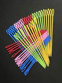 10/50pcs Colorful Plastic Yarn Needles 15cm, Pink/Blue/Red/Yellow/Green, Mixed Color Plastic Yarn Needles, Large Eye Safety Hand Sewing Needles, Suitable For Crochet Knitting Doll Making Enthusiasts, Bright Color DIY Handmade Knitting Accessories - Plastic Needle 15cm - View 2