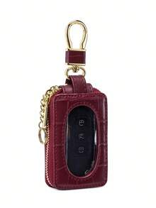 Vintage Business Multifunctional Car Key Protective Bag Unisex, Crocodile Pattern PU Mirror Transparent Window Car Key Protective Bag, Casual Portable Small Car Key Storage Bag Key Ring Holder, Creative Gift/Men's Gift/Women's Birthday Gift/Husband Gift - Multicolor - View 13
