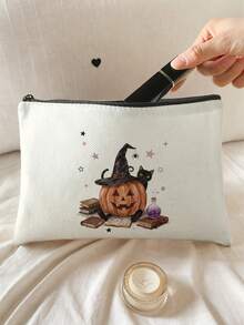 1pc, Makeup Bag, Multi-Scenario Universal, Extra Large Capacity, Ultra Lightweight And Portable, Versatile And Practical, Halloween Pattern Printed Toiletry Bag, Cosmetic Bag, Large Capacity Toiletry Bag, For Lipstick, Brushes, Skincare, Phone, Coins, Small Items, For Home, Gifts, Vacation And Holiday Multi-Functional Use, Teenager Toiletry Storage Bag - Multicolor - View 11