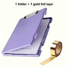 2pcs Set: 1pc Multi-Function Flip Cover File Box, Universal Office & Student Document Storage Tool + 1 Roll Gold Foil Washi Tape - Flip Folder - View 15