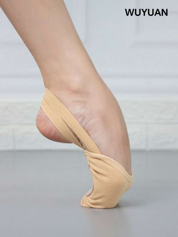 Wuyuan Canvas Half-Sole Ballet Shoes, High Elasticity Canvas Fabric, Gymnastics Dance Shoes