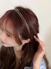 Simple And Stylish Metal Thin Headband Suitable For Daily Wear - Gold - View 2