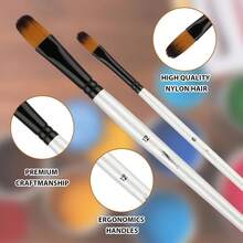 12pcs Professional Beige Bristle Paint Brush Set, Nylon Bristles, Perfect For Acrylic, Watercolor And Oil Painting, Suitable For Beginners And Experienced Artists - Sets - View 3
