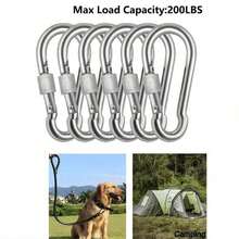 10/5/3/1pc Stainless Steel Spring Hook Set, 304 Keychain Hooks, Sturdy Carabiner Clips, Suitable For Hiking, Camping And Camping Equipment Use - Silver - View 7