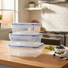Set Of 3 Airtight, Spill-Proof Food Containers - Rectangular - View 3