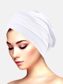 3pcs Women's Double Crossed Stretchy Beanie Hats, Base Layer Hat Scarf Headgear, Suitable For Daily Use Sleep Bonnet,Holiday,Festival - Multicolor - View 20