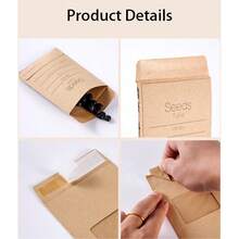 50pcs Kraft Paper Seed Storage Envelopes With Transparent Window, Pre-Printed Seed Record Template, Self-Sealing Reusable Seed Bags, Vegetable Flower Herb Seed Collection Paper Storage Envelopes, Garden Harvest Seed Organizing Envelopes - Wood Color - View 3