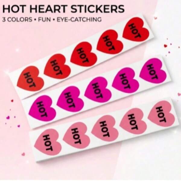 10PCS Heart HOT Stickers, Red Pink Heart Adhesive Labels,Trial Pack,Trial Pack. Cute HOT Heart Stickers For Packaging, Gifts, Parties, Events, Cups, Food Service, Retail Displays, Party Favors, Scrapbooking, DIY Crafts And Creative Decoration