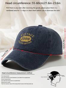 1pc Vintage 2000 Limited Edition Baseball Cap, Washed Polyester Dad Hat For Men Women, Retro 2000 Birthday Gifts Distressed Trucker Cap Sun Hat - A - View 5