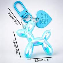 4pcs Dopamine Laser Balloon Dog Keychain, Holographic Colorful Heart Pendant Charm, Cute Bag Accessory, Couple Matching Decoration - Multicolor - View 10